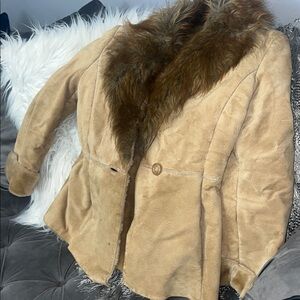 GUESS Tan Faux Fur Collar Women's Jacket